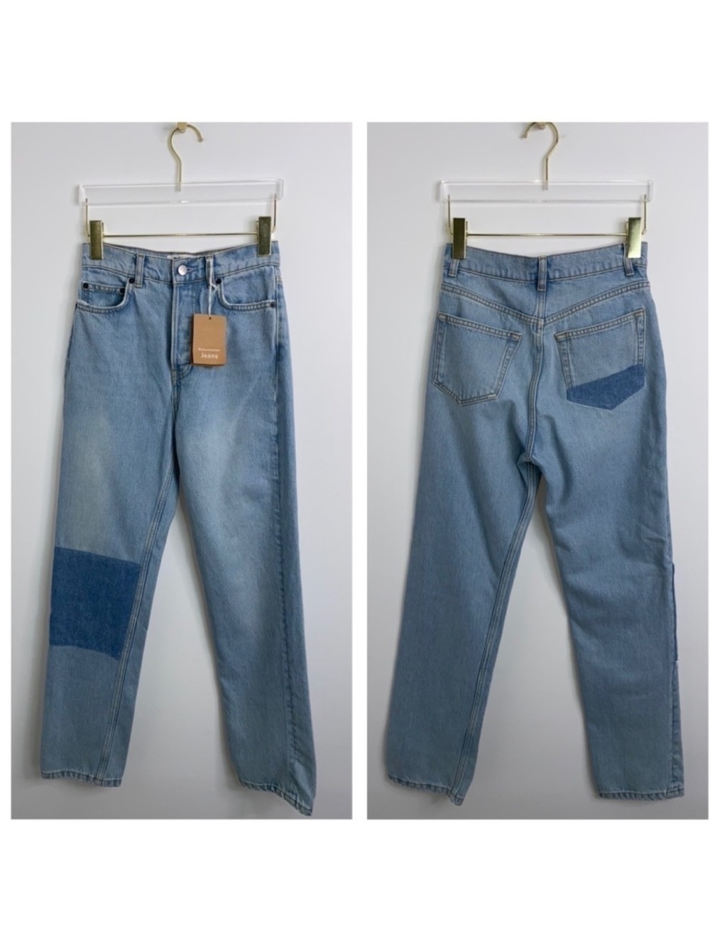 Reformation Cynthia Patch High Rise Straight Jeans Size 24 NWT Blue